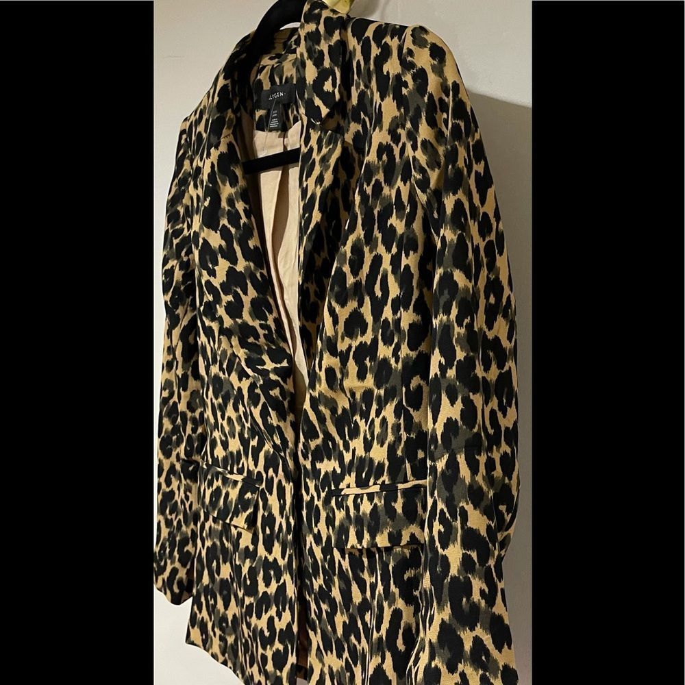 New Halogen Nordstrom Taupe Animal Print Leopard One Button Blazer XXS Petite - Picture 6 of 12